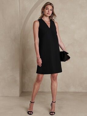 NWT Banana Republic Black Sleeveless V-Neck Shift Dress